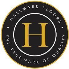Hallmark Floors logo: Black and gold circle with 