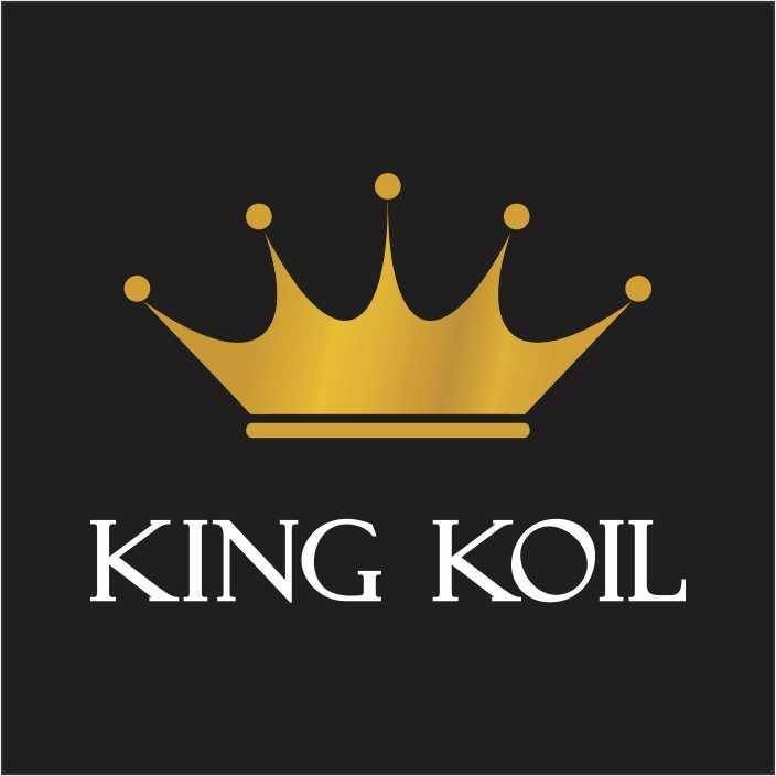 Gold crown logo above text 