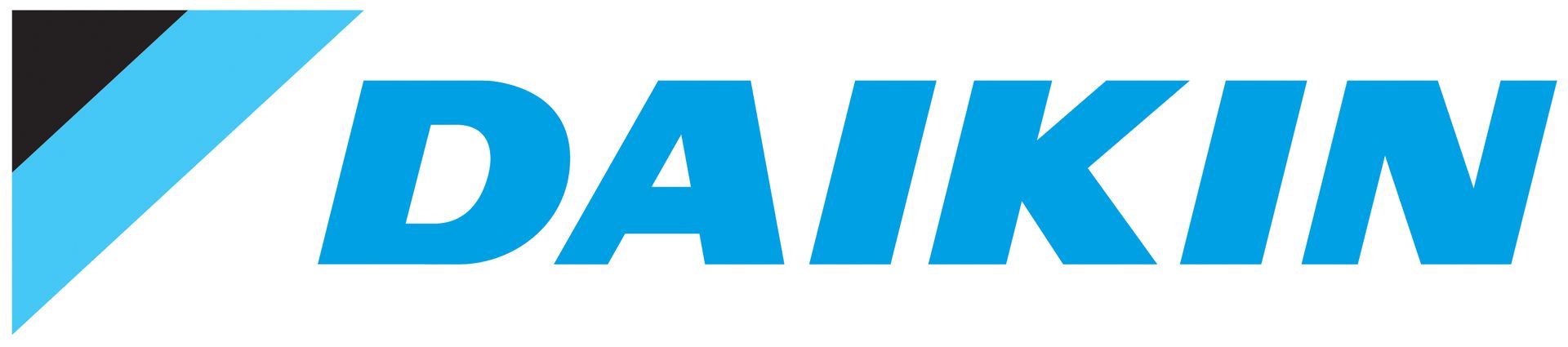 Blue Daikin logo with stylized text and triangular blue icon on a white background
