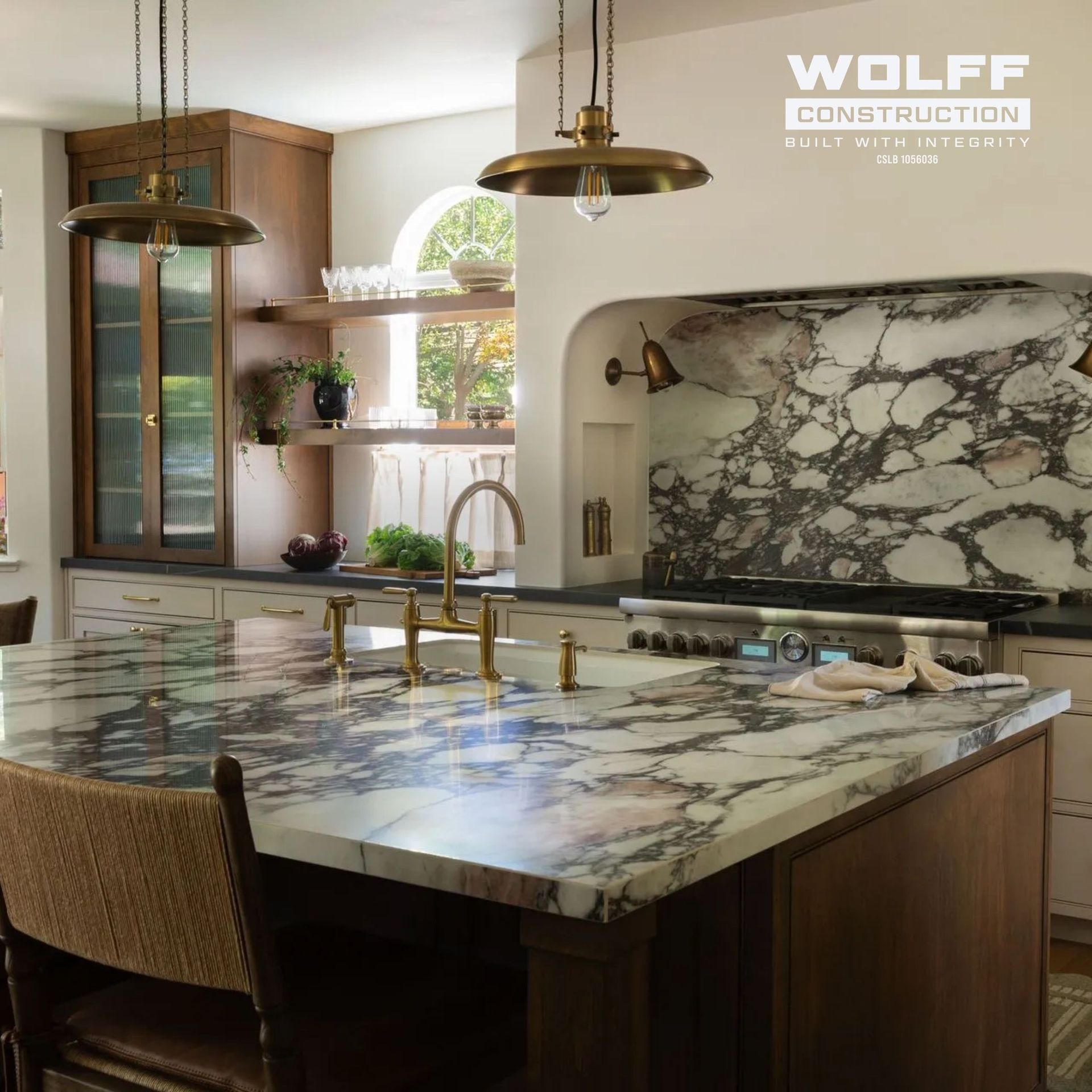 Completed luxury kitchen remodel projects in Granite Bay, CA showcasing custom kitchen by Wolff Construction