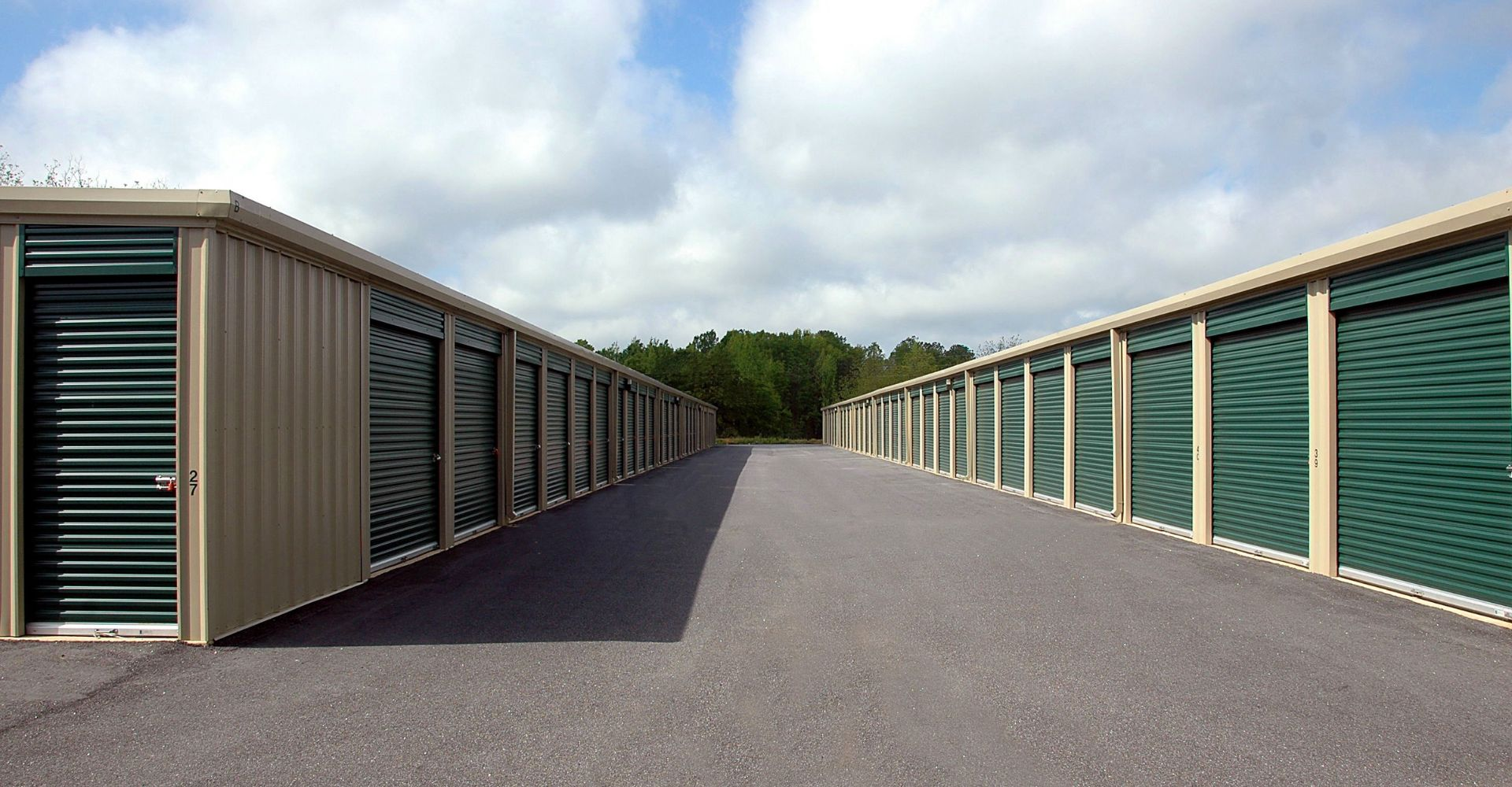 storage units in rows on ground level