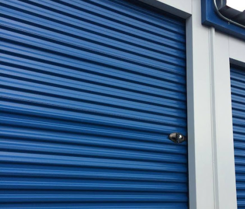 Blue storage unit door