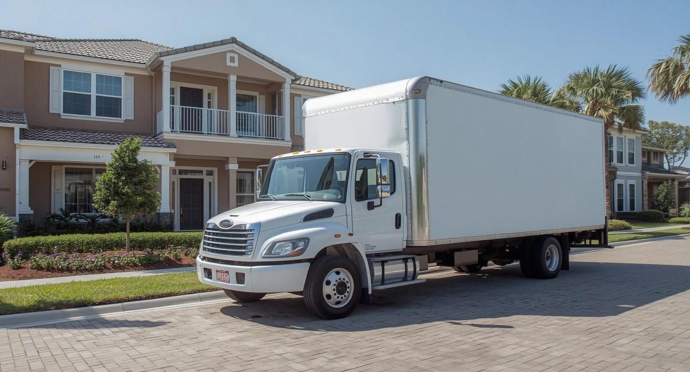 Moving truck parked in front of a home in Williston, FL
