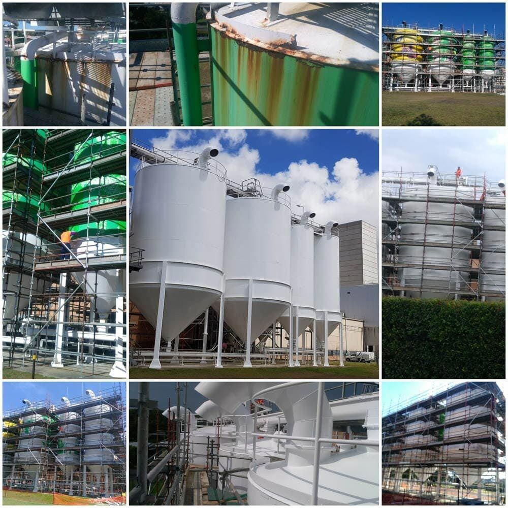 A Collage Of Pictures Shows A Building Under Construction — Mid Coast Coatings In Kempsey, NSW