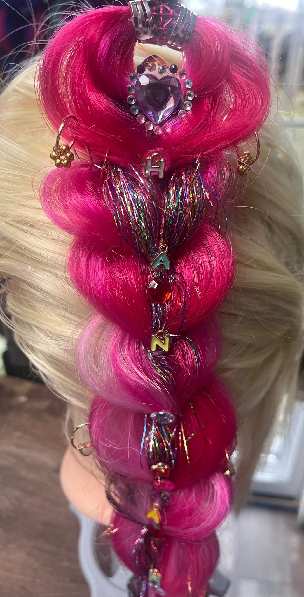 RUMI  roze vlecht met glitters en versiering