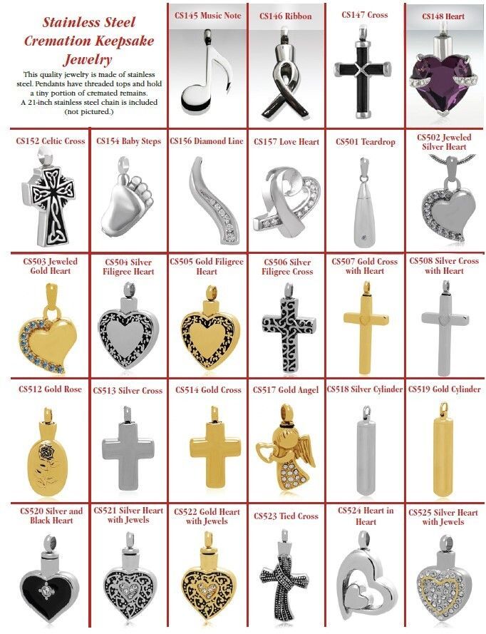 Collage of jeweled keepsake pen necklaces and charms in silver, gold, and clear styles.