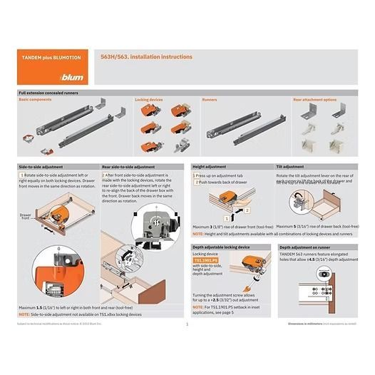 Instruction sheet showing IKEA drawer rail installation steps with diagrams and orange parts