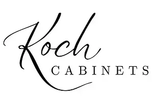 Koch Cabinets logo in black script and serif text on a white background