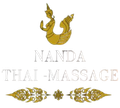 Ein Logo für Nanda Thai Massage mit einer Meerjungfrau darauf