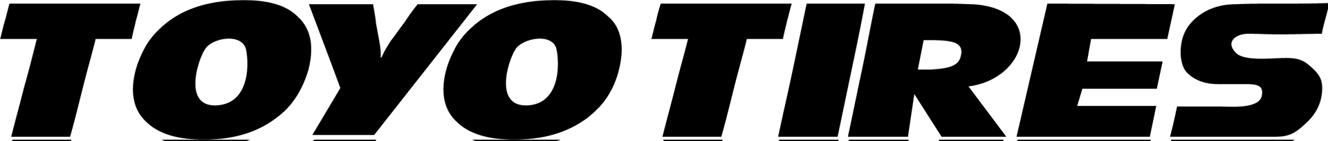TOYO TIRES logo in black italic text with a green horizontal line above
