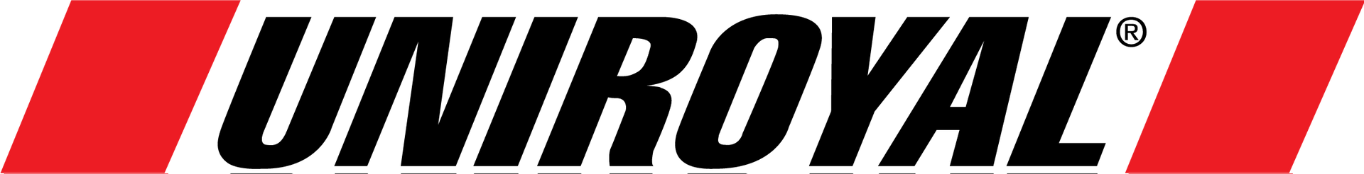 UNIROYAL logo in black italic text with a red slanted accent above it