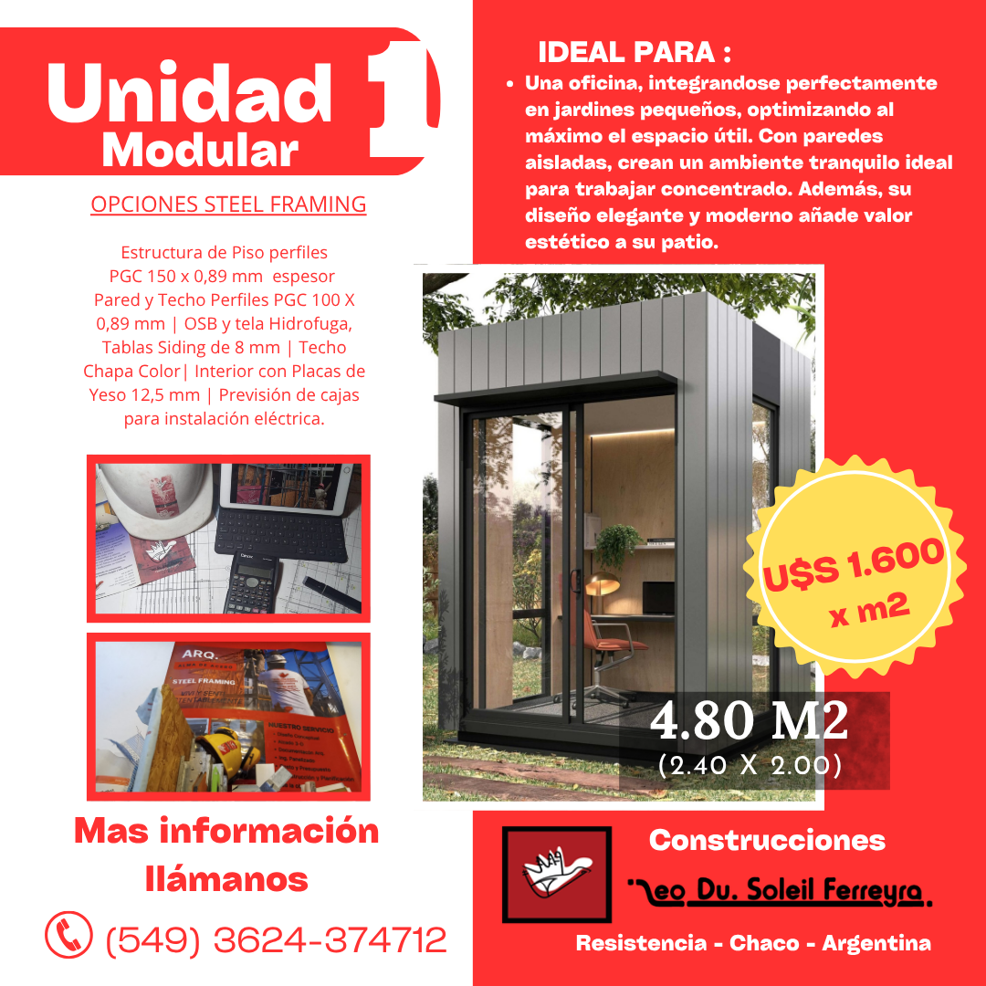 Anuncio promocional de una unidad modular,