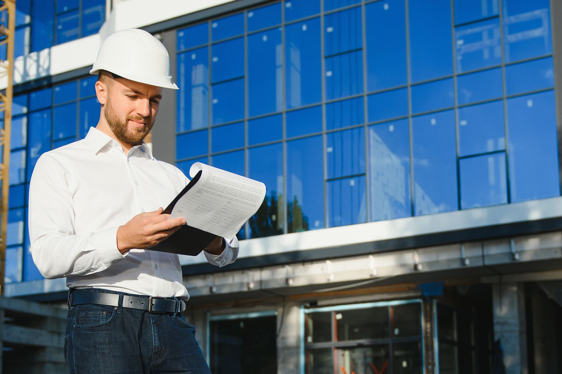 Commercial building inspection being performed by expert inspector