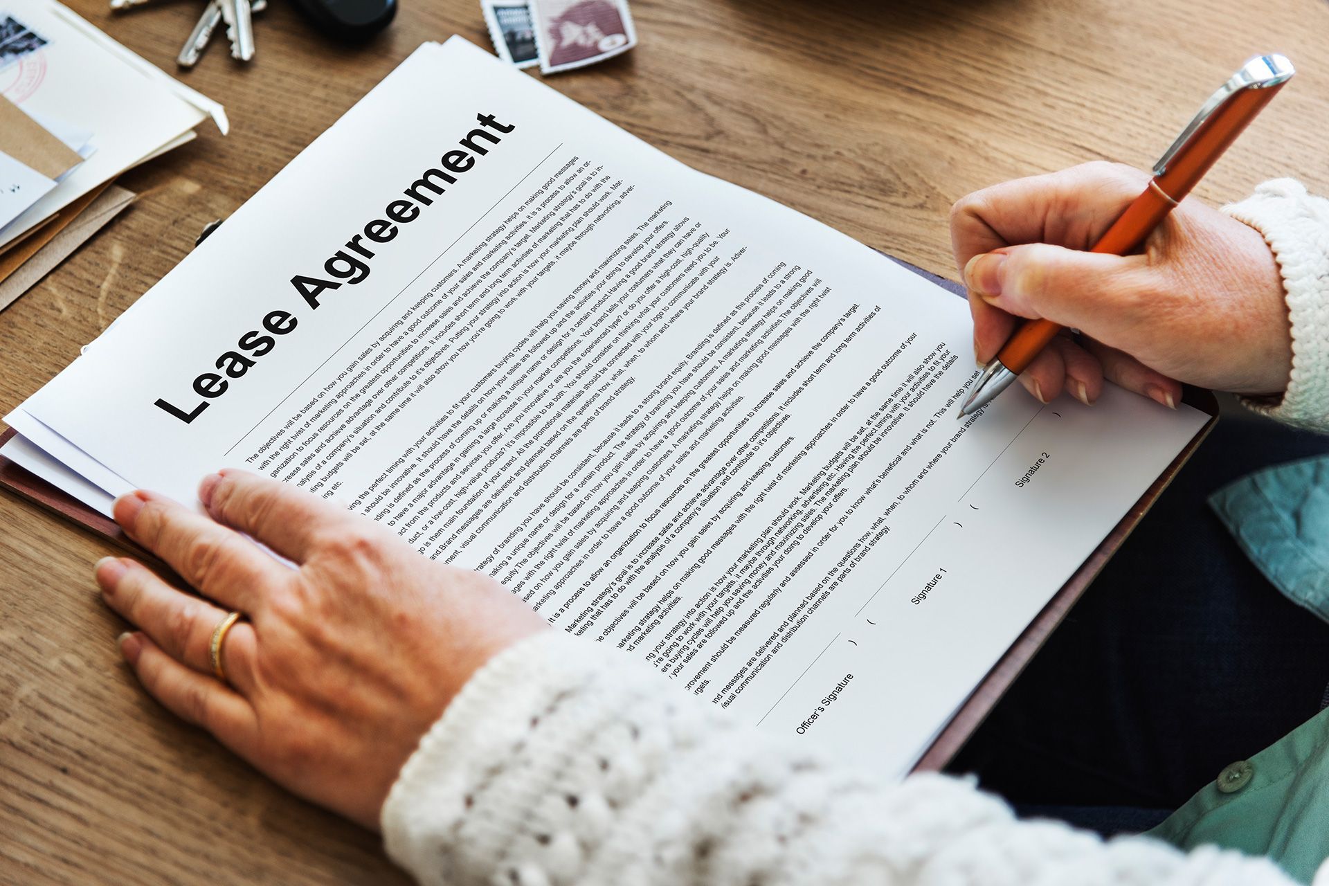 Commercial inspector reviewing lease property