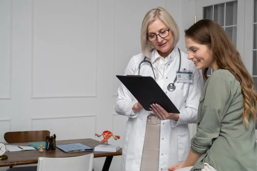 fertility specialist with patient