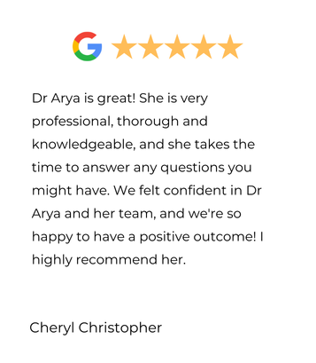 Google review: 5 stars for Dr. Arya. Praises for professionalism.