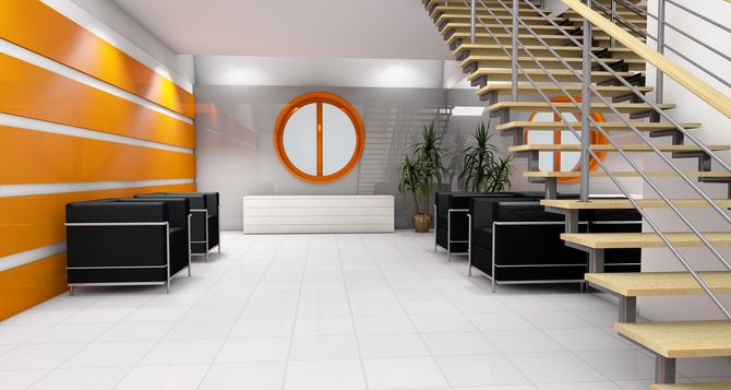 Modern stairs leading to waiting room - Silverdale, WA - Really Property