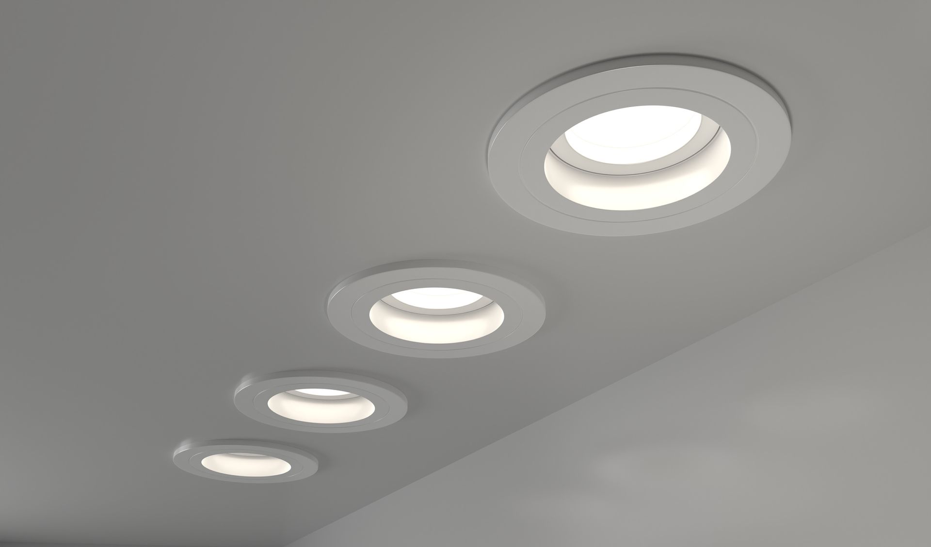 Ceiling with recessed fixtures showcasing LED lighting installation for modern home interiors.