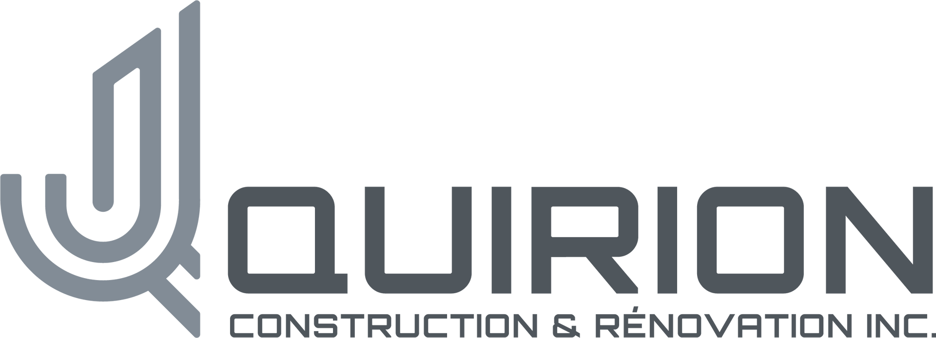 Le logo de quirion construction et rénovation inc. est gris et noir.