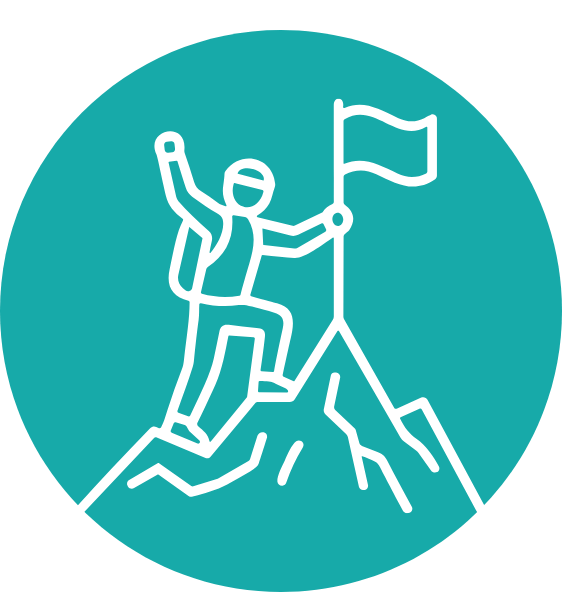 icon of person reaching the top of a mountain