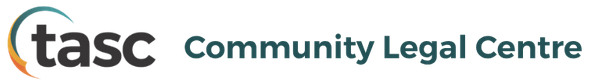 TASC Community Legal Centre logo with teal and gray text and a stylized person icon