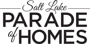 The salt lake parade of homes logo is black and white.