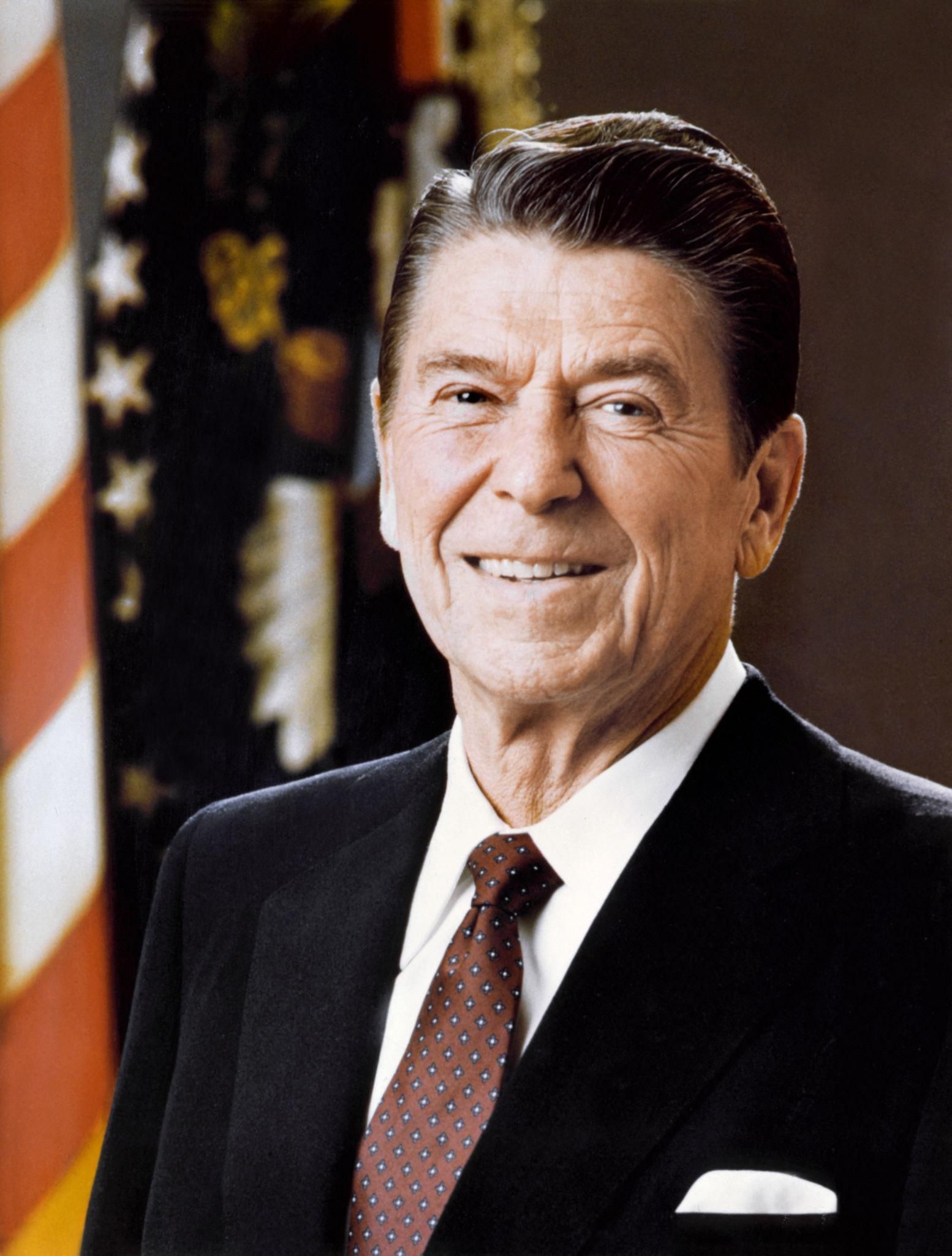 A head shot photo of Ronald Reagan