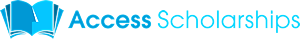 Access Scholarships logo with blue open book icon and text.