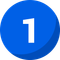 Blue circular icon with a white number 1 and a darker blue shadow edge