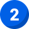 Blue circular badge with a white number 2 and subtle shadow.