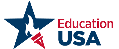 EducationUSA logo with blue star and red-and-blue text