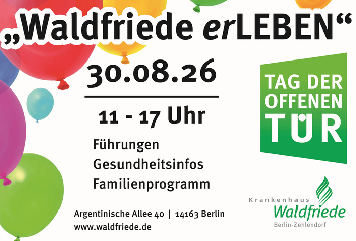 Ankündigung eines medizinischen Vortrags zum Thema Divertikulitis mit Dr. Roland Schener, Mittwoch, 22. April, 18:00–19:00 Uhr in der Kapelle.