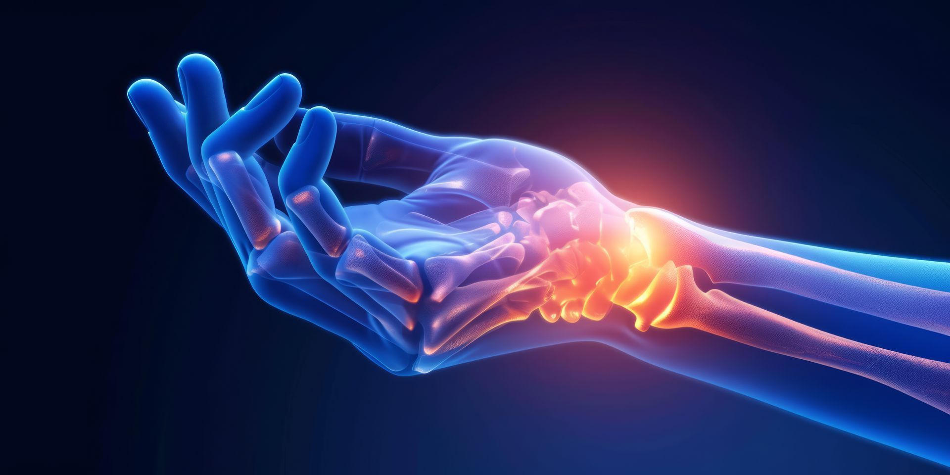Eine Nahaufnahme der Hand einer Person mit Schmerzen im Handgelenk.