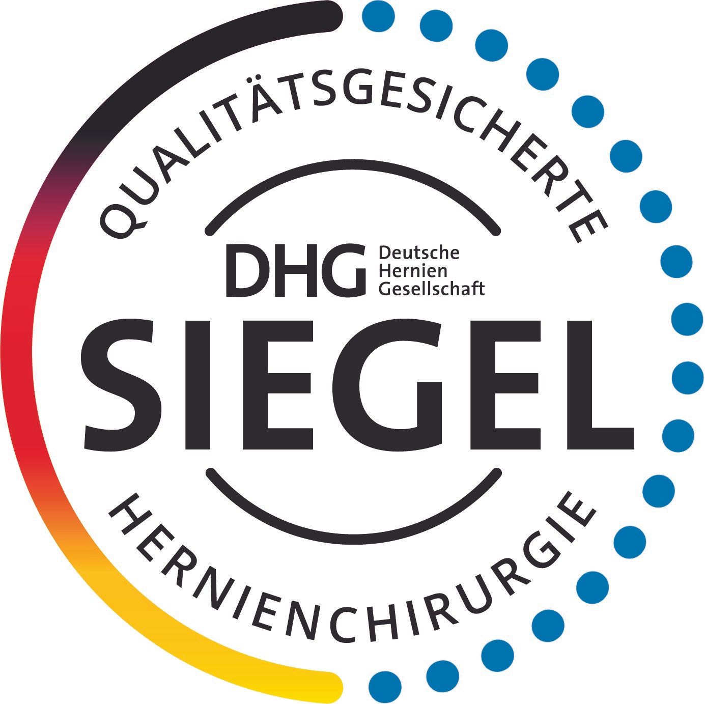 Ein Logo für ein Unternehmen namens dhg siegel hernienchirurgie