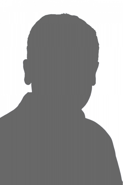Die Silhouette eines Mannes ohne Gesicht auf weißem Hintergrund.