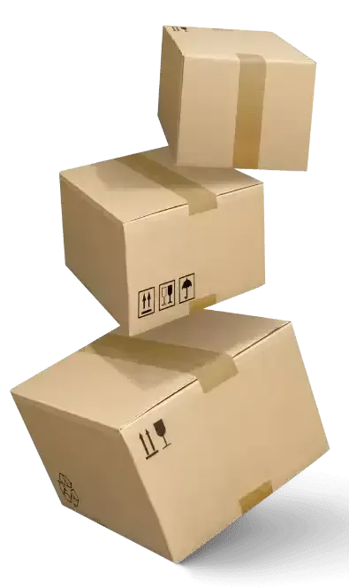 Three stacked cardboard boxes.