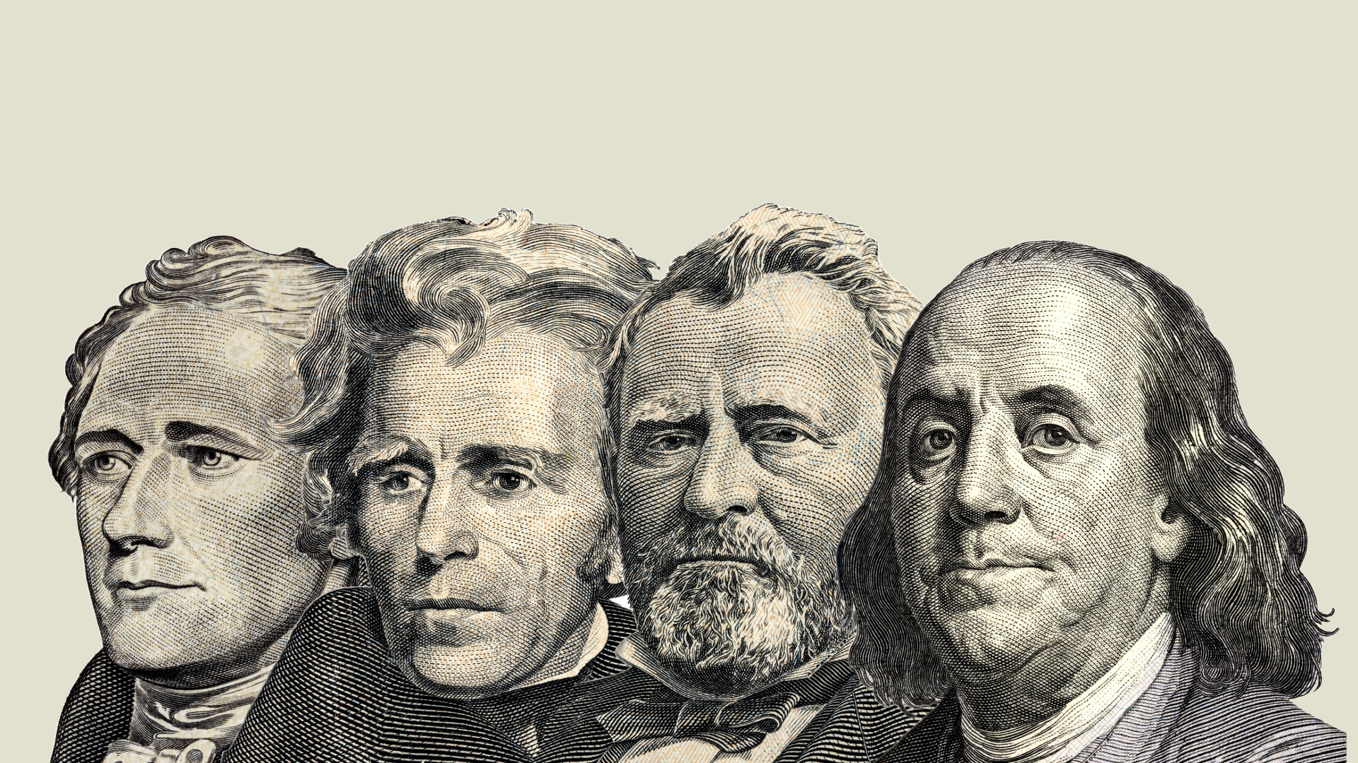 A black and white drawing of the four presidents of the united states