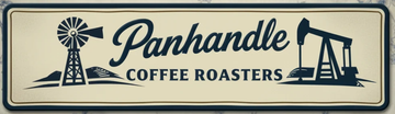 Milk River Coffee logo in navy and cream with stylized script and banner design