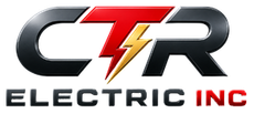 CTR Electric Inc logo with black, red, and yellow lightning bolt