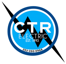 CTR Electric Inc logo with black, red, and yellow lightning bolt