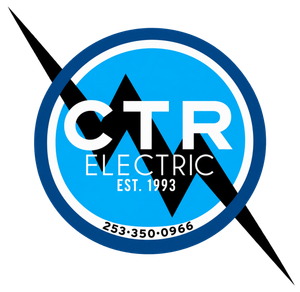 CTR Electric Inc logo with black, red, and yellow lightning bolt