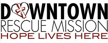 Downtown Rescue Mission logo with a red heart and the slogan “Hope Lives Here”