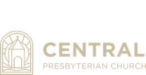 Central Presbyterian Church logo in gold with stylized building icon