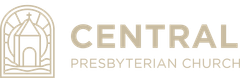Central Presbyterian Church logo with beige arch icon and text on white background