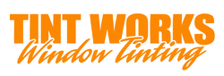 Tint Works Window Tinting logo in orange text on a white background
