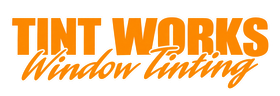 Tint Works Window Tinting logo in orange text on a white background