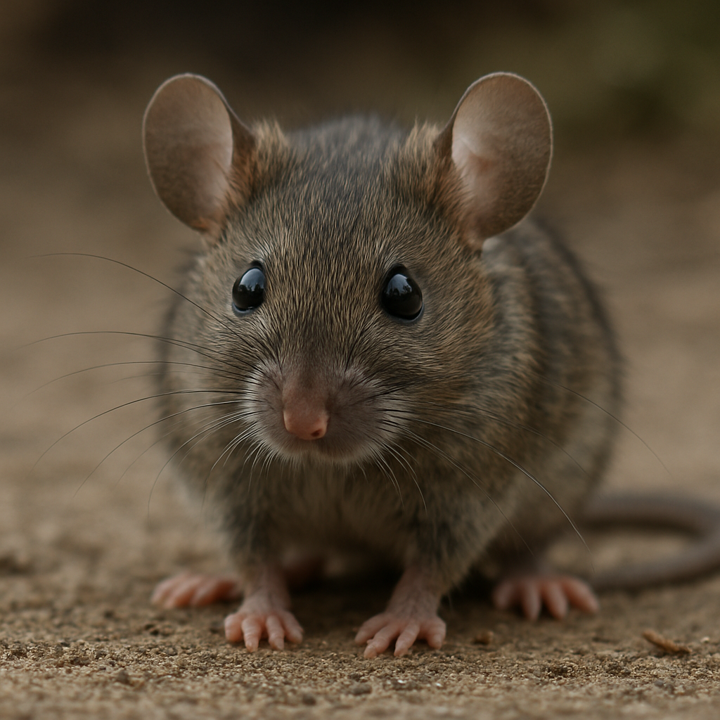 Mouse on a kitchen countertop; stainless steel appliances in the background.