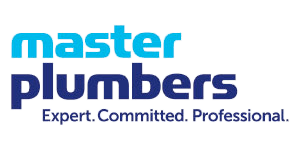 Master Plumbers Logo for Master Plumbers, text with teal