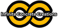 Infinite Concrete Creations logo with interlocking black and yellow circles and text
