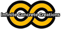 Infinite Concrete Creations logo with interlocking black and yellow circles and text